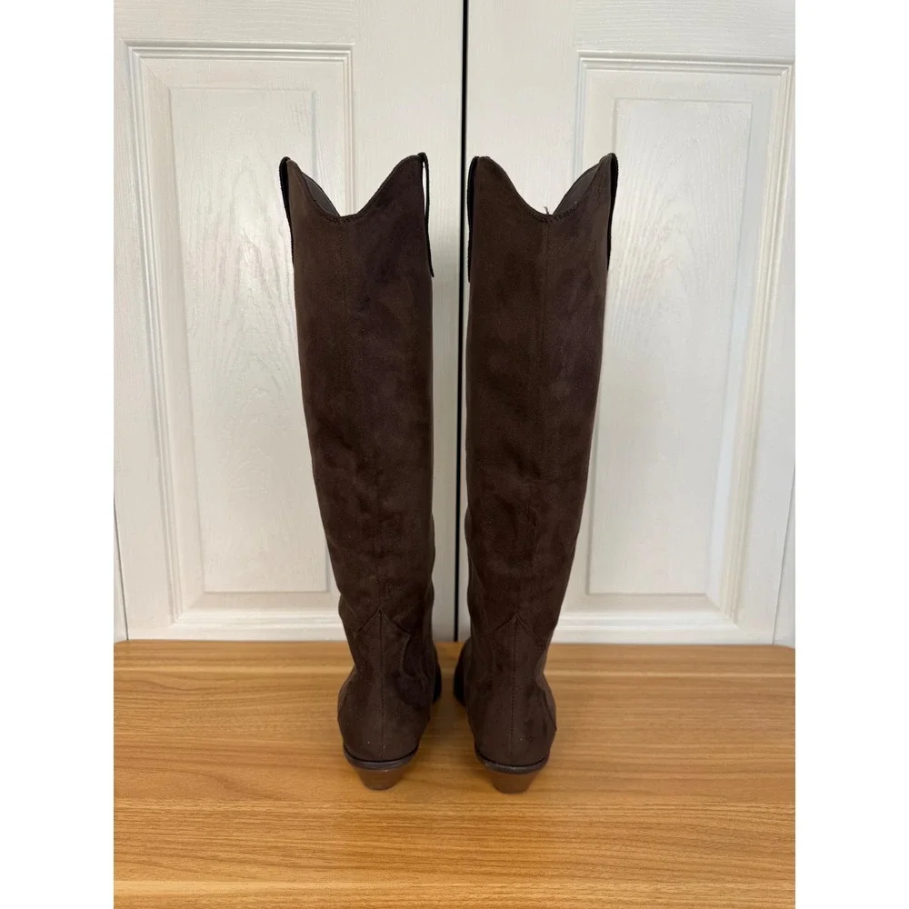 Show Me Your Mumu x Billini Helix Brown Western Cowboy Boots 8 Dark Cacao Suede